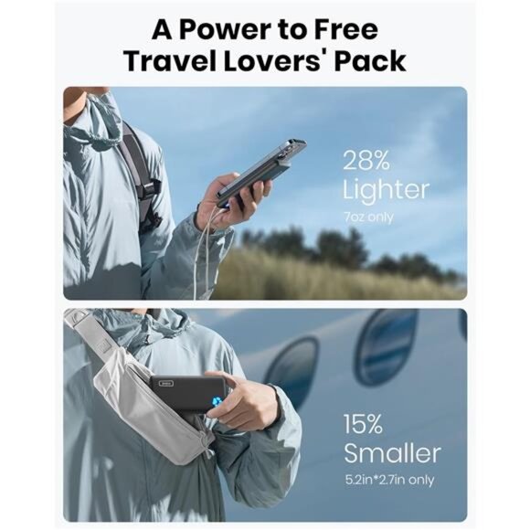 Portable Charger, Slimmest 10000mAh 5V/3A Power Bank, USB C in&Out - Picture 3 of 7